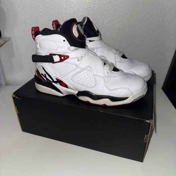 Jordan White and Black High-Top Sneakers with Cross-Straps